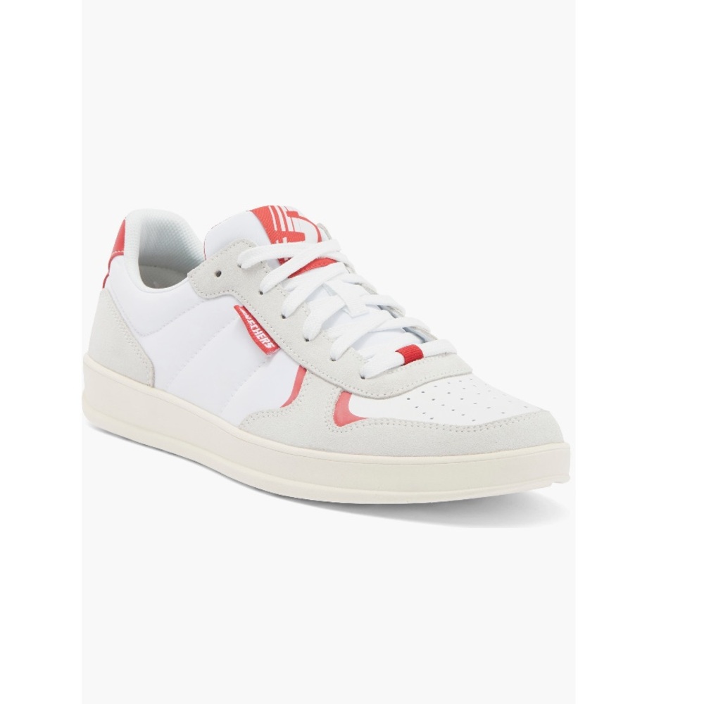 Sketchers Street Wear New Wave Low Top Leather Sneaker White & Red Men’s Size 11